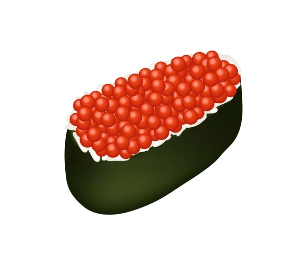 Red Caviar Salmon Roe Roll sobre fondo blanco — Vector de stock