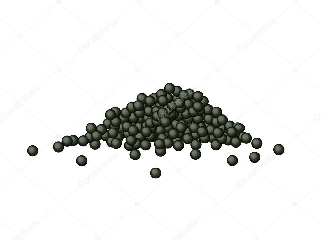 Black Caviar or Black Tobiko on White Background