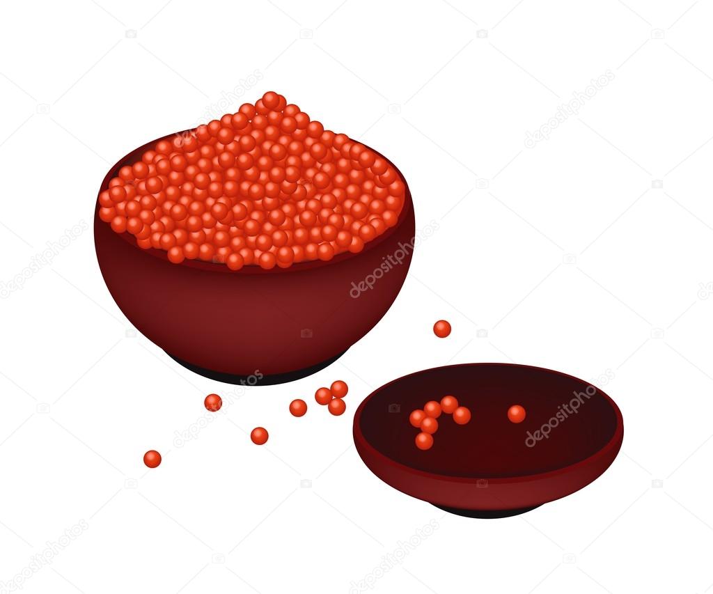 Red Caviar Salmon Roe on Donburi Bowl 