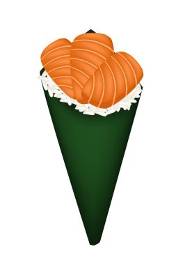 Temaki somon balığı ya da somon el rulo suşi
