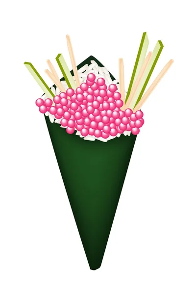 Temaki Tobiko rose au concombre et à la carotte — Image vectorielle