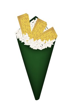 Kızarmış yumurta el rulo suşi veya Temaki Tamagoyaki