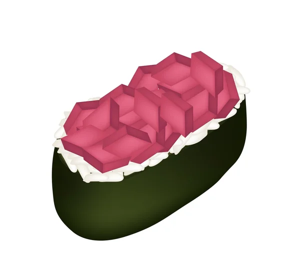 Atún sushi o atún nigiri aislado en blanco — Vector de stock