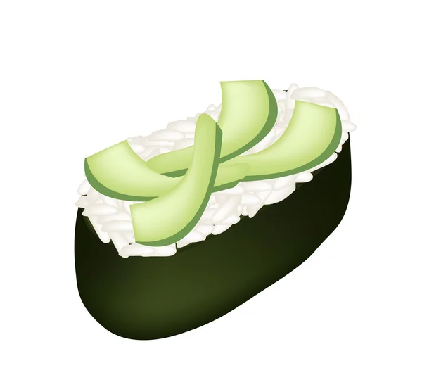 Aguacate sushi o aguacate nigiri aislado en blanco — Archivo Imágenes Vectoriales