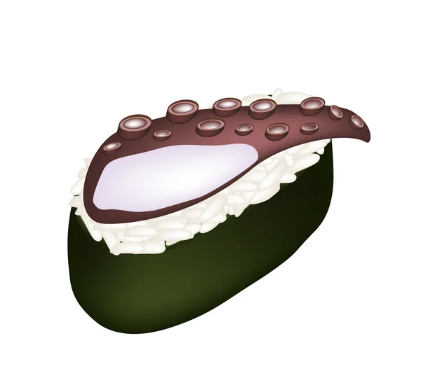 Squid Sushi ou Tako Nigiri sur Blanc — Image vectorielle