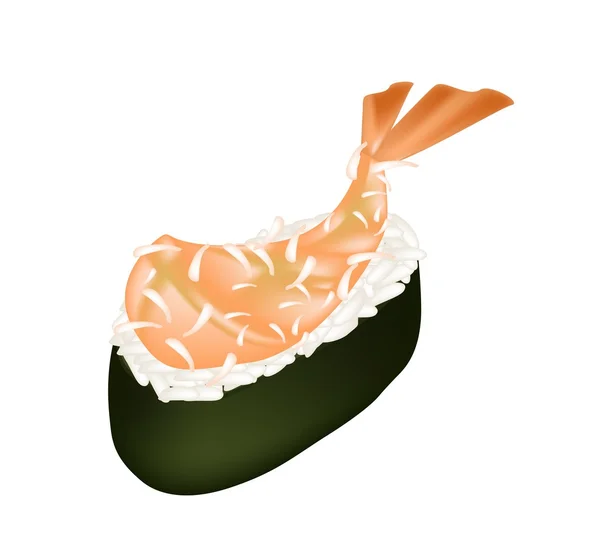 Ebi Tempura Sushi o camarones fritos Nigiri — Vector de stock