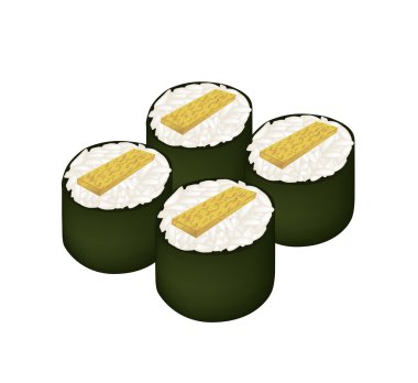 Kızarmış yumurta suşi Roll ya da beyaz Tamagoyaki Maki