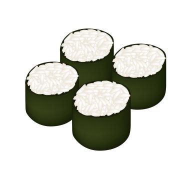 Pirinç Maki Sushi Roll beyaz arka plan üzerinde