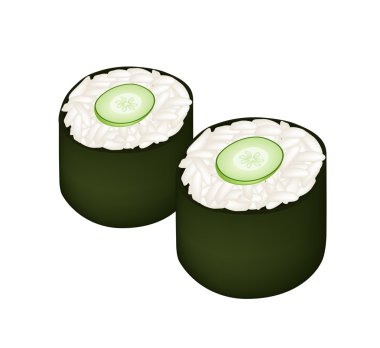 Salatalık Sushi Roll veya beyaz üzerine salatalık Maki