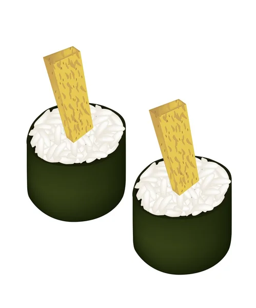 Stekt ägg sushirulle eller Tamagoyaki Maki — Stock vektor
