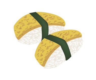 Kızarmış yumurta suşi veya Tamagoyaki Nigiri beyaz