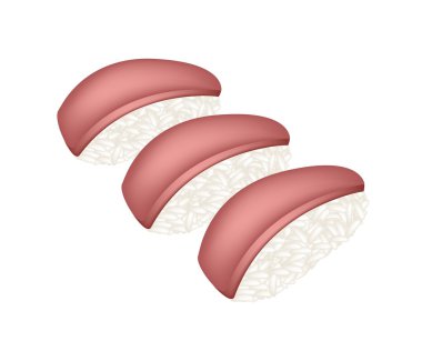 Maguro suşi veya ton balığı Nigiri beyaz arka plan üzerinde