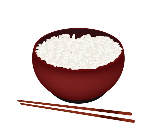 En skål med vitt ris på vit bakgrund — Stock vektor