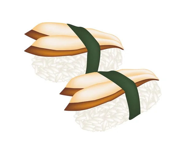 Unagi-Sushi oder geräuchertes Aal-Sushi auf weiß — Stockvektor