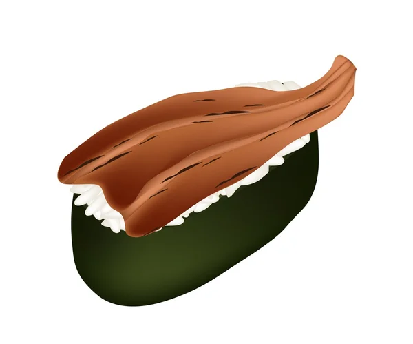 Sushi d'anguille fumé ou Sushi Unagi sur blanc — Image vectorielle