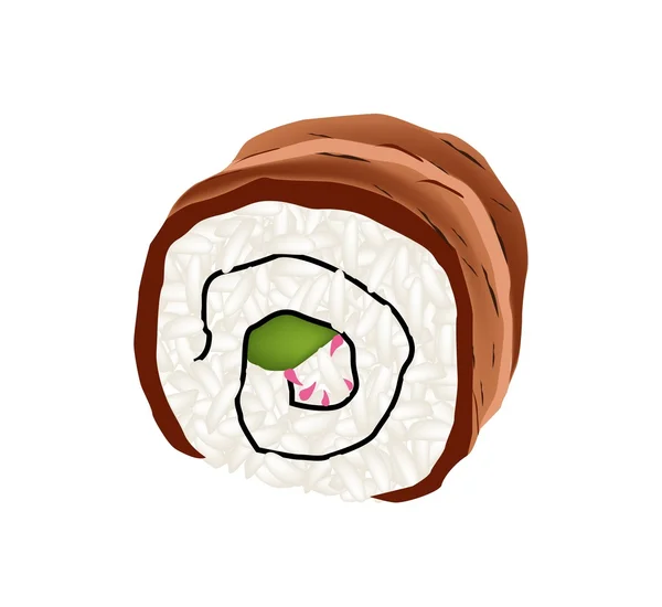 Anguila ahumada Sushi Roll o Unagi California Roll — Vector de stock