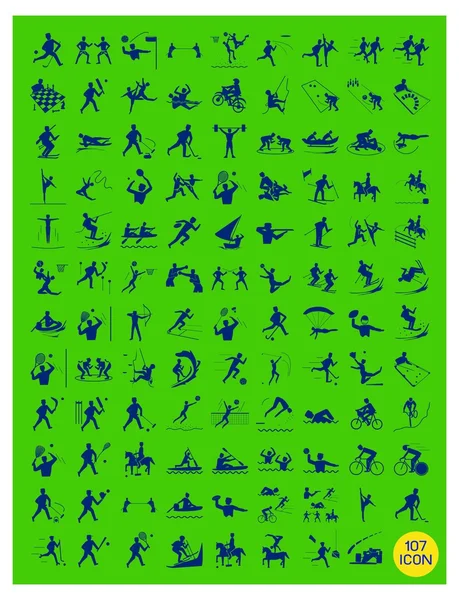 Un conjunto de iconos deportivos amarillos y verdes — Vector de stock