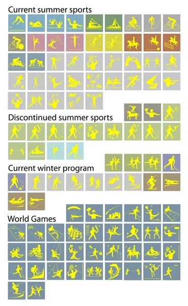 4 conjunto de 107 ícones do esporte mundial —  Vetores de Stock