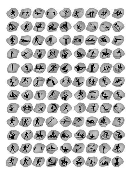 ग्रे रॉक आर्टवर ब्लॅक स्पोर्ट चिन्ह सेट — स्टॉक व्हेक्टर