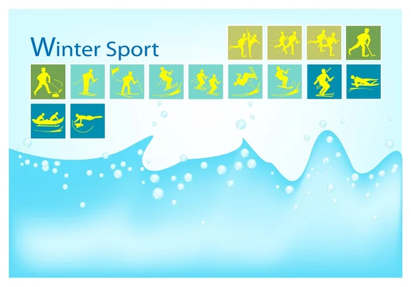 Un mega set de 15 iconos del deporte de invierno — Vector de stock