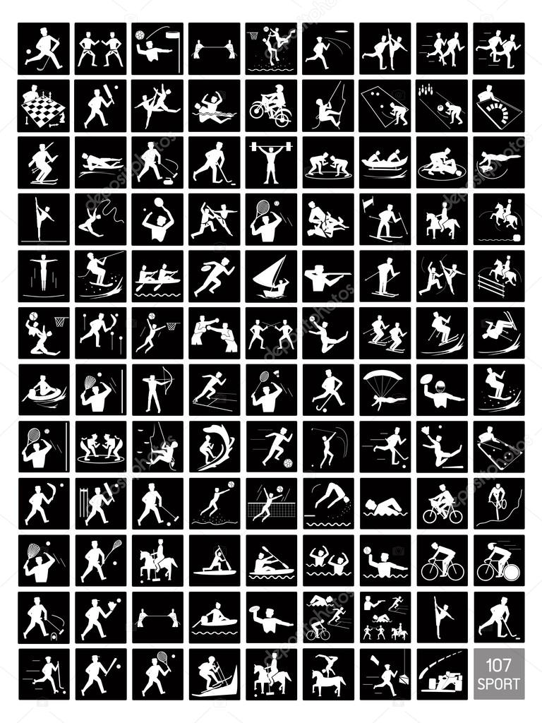 A Set of Black and White Sport Icons