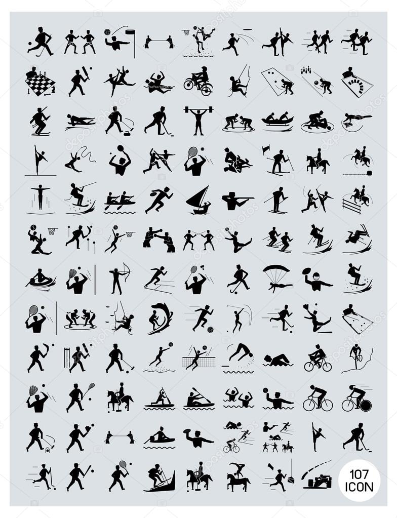 A Set of Black and Gray Sport Icons