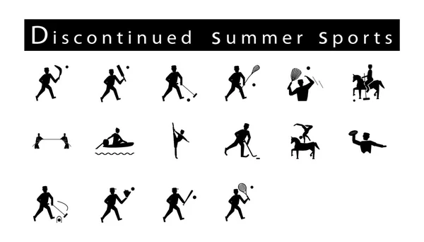 Set de 16 iconos deportivos de verano descontinuados — Vector de stock
