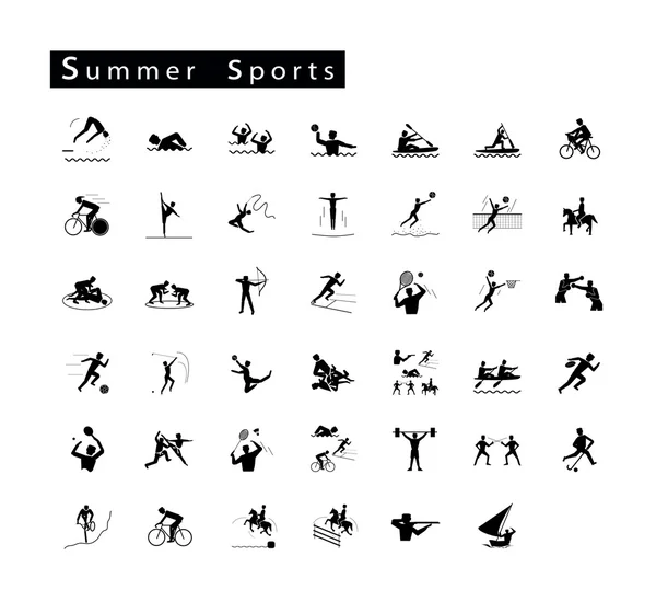 Conjunto de 41 ícones do esporte de verão — Vetor de Stock