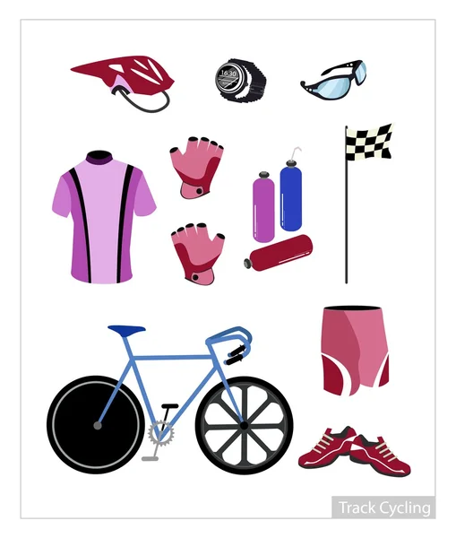 Set of Track Cycling Equipment on White Background — Stock Vector