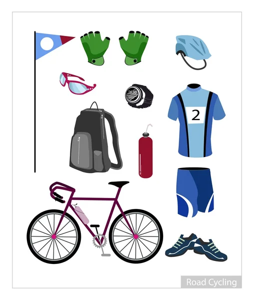 Set of Road Cycling Equipment on White Background — Stock Vector