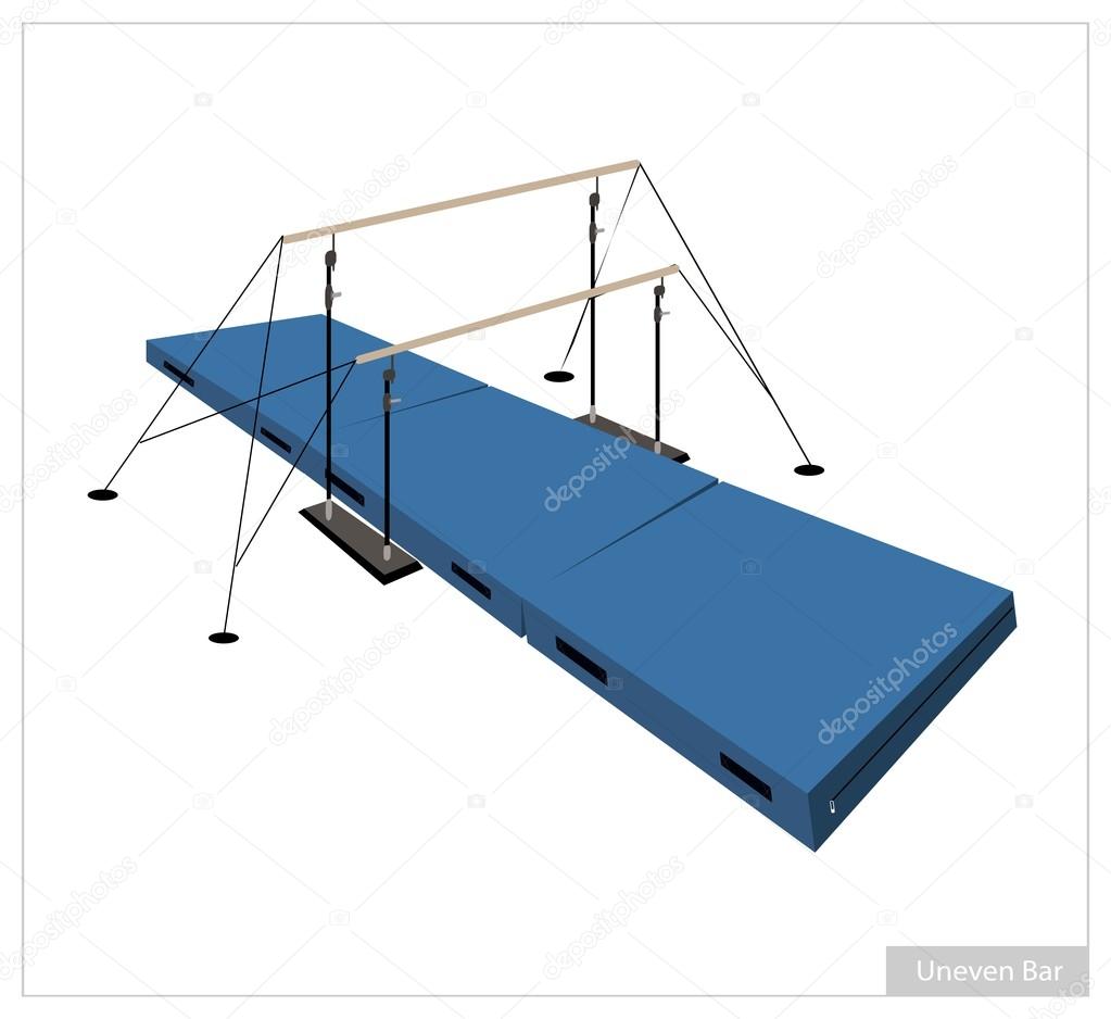 Professional Gymnastic Uneven Bars on White Background