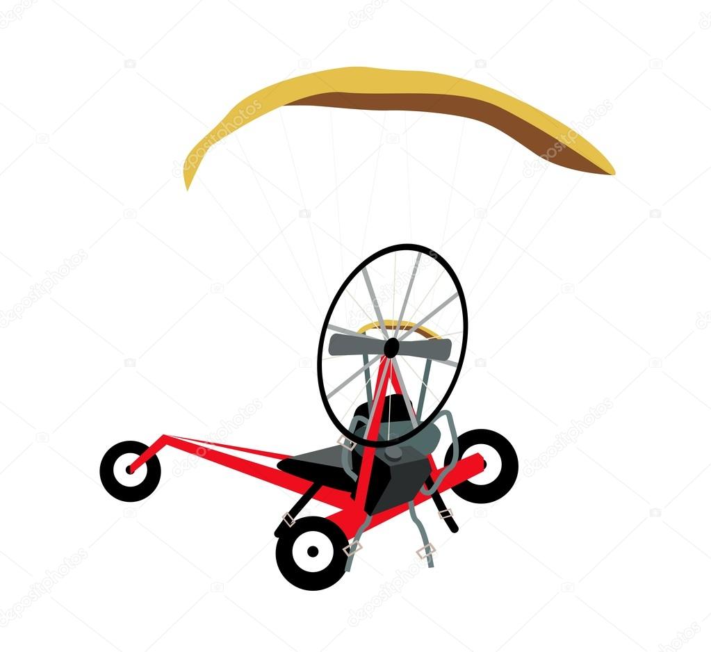 Paraglider or Paramotor on A White Background