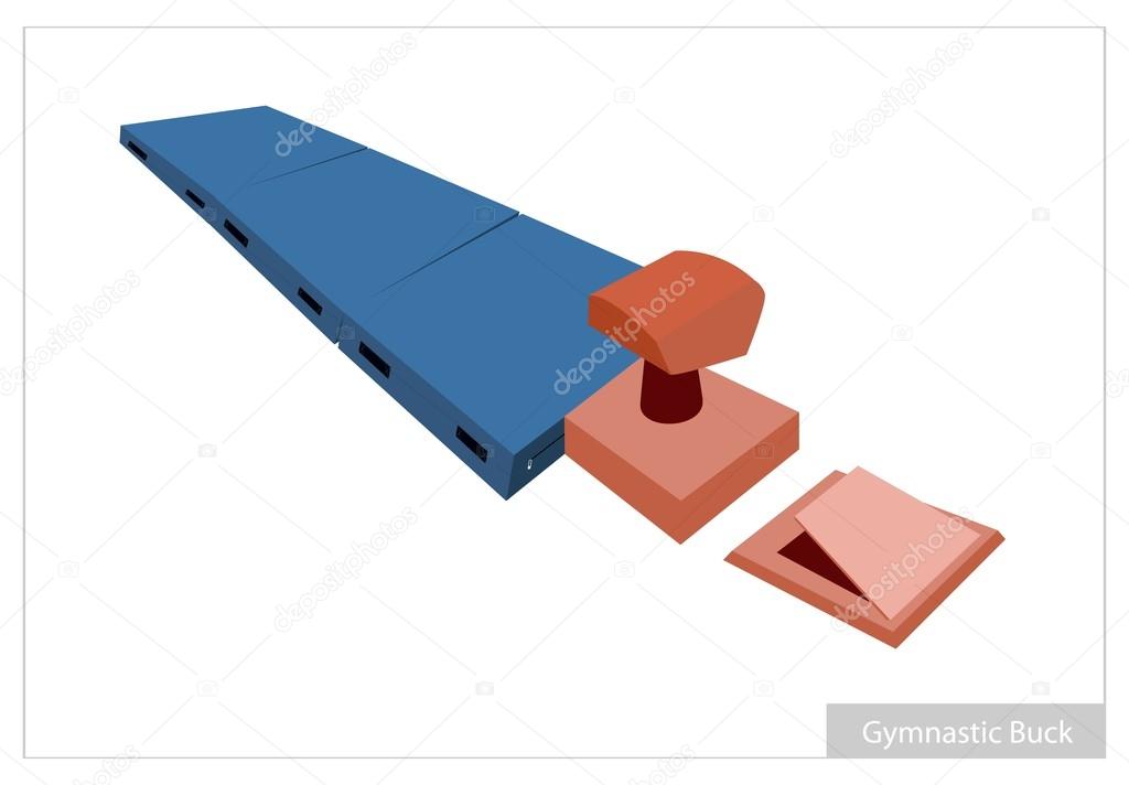 Artistic Gymnastic Buck Equipments on White Background