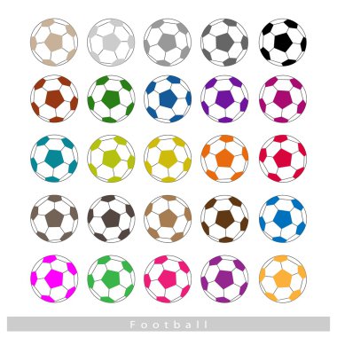 Set of Multi-colored Footballs or Soccer Balls clipart
