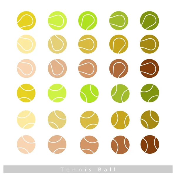Conjunto de pelotas de tenis sobre fondo blanco — Vector de stock
