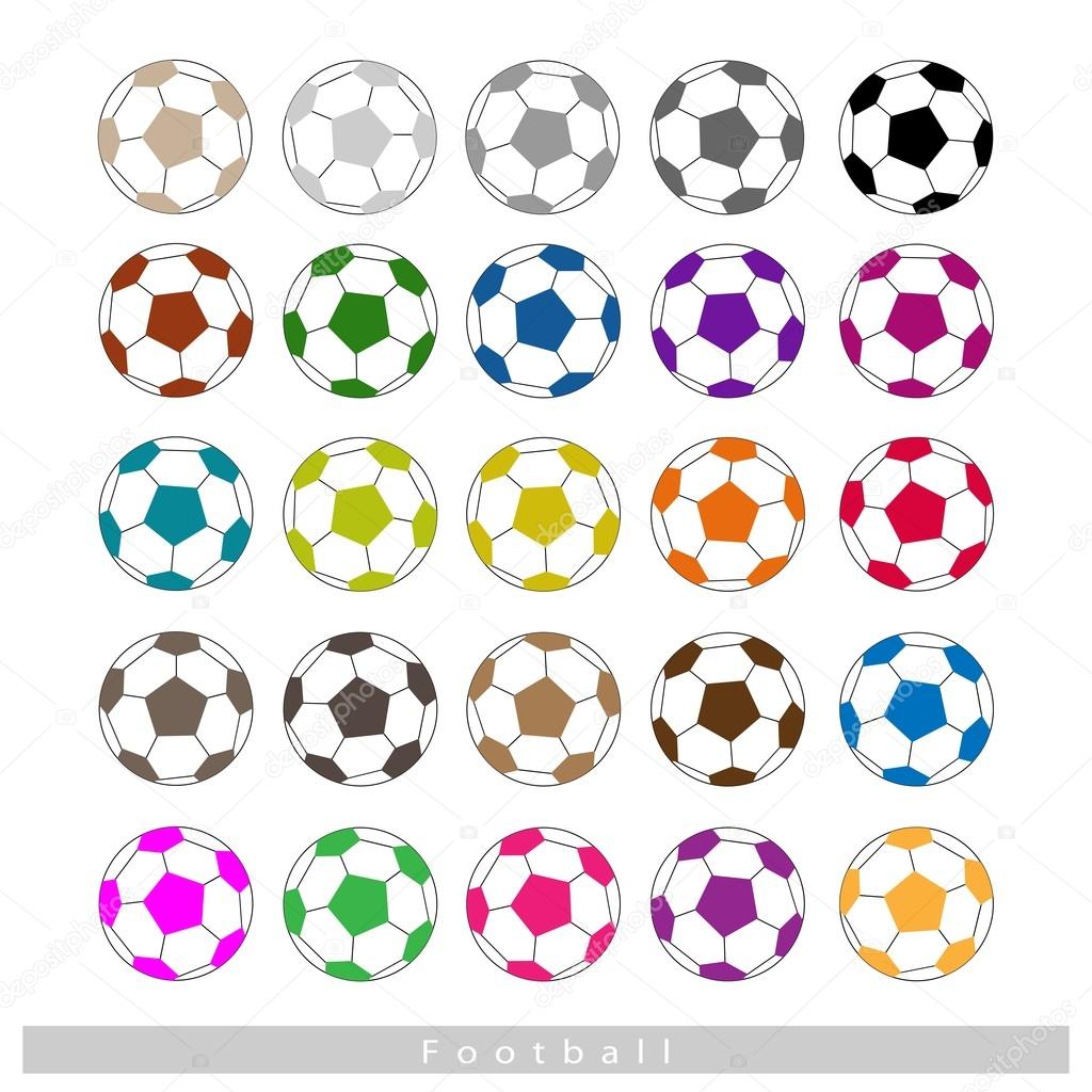 Set of Multi-colored Footballs or Soccer Balls