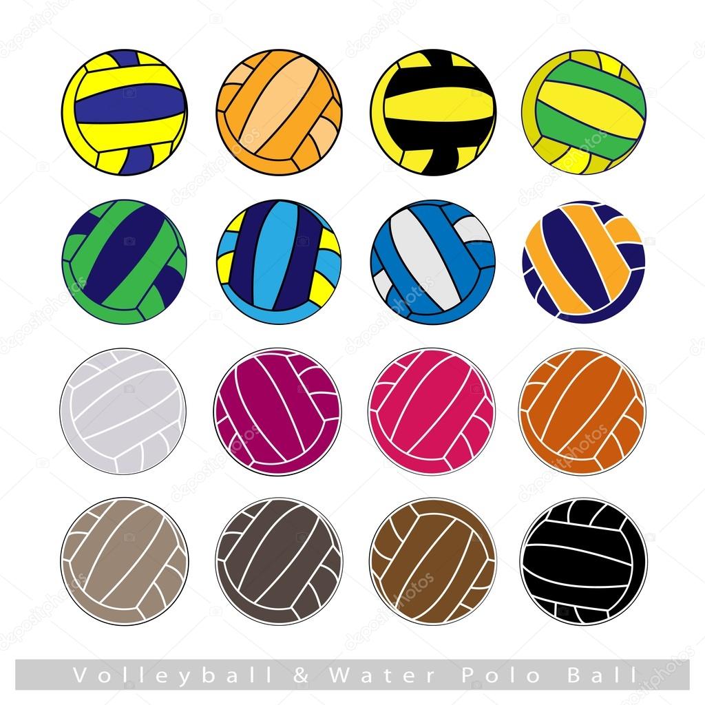 Collection of Volleyball Balls on White Background