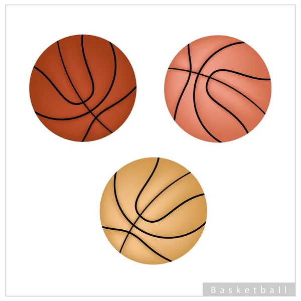 Conjunto de bola de basquete em fundo branco — Vetor de Stock