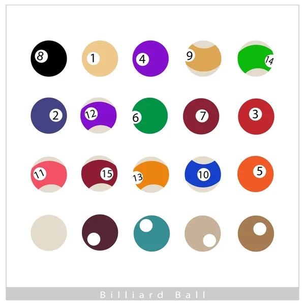 Conjunto completo de bolas de bilhar em fundo branco — Vetor de Stock