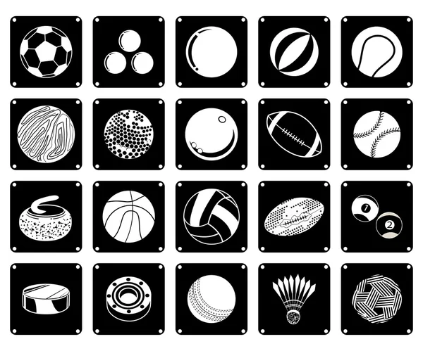 Колекція іконок спортивних м'ячів на білому тлі — стоковий вектор