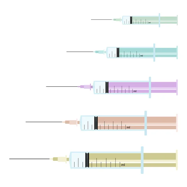 白色背景上的医用注射器一套 — 图库矢量图片