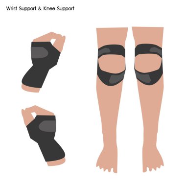 Wrist Support and Knee Support on White Background clipart