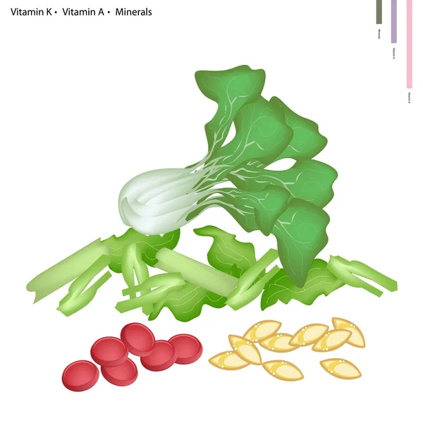 Pok Choi con vitamina K e vitamina A — Vettoriale Stock