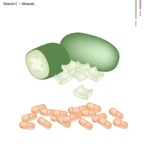 Gourde de cire à la vitamine C et aux minéraux — Image vectorielle