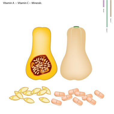 Vitamin A, C ve mineraller ile butternut Squash