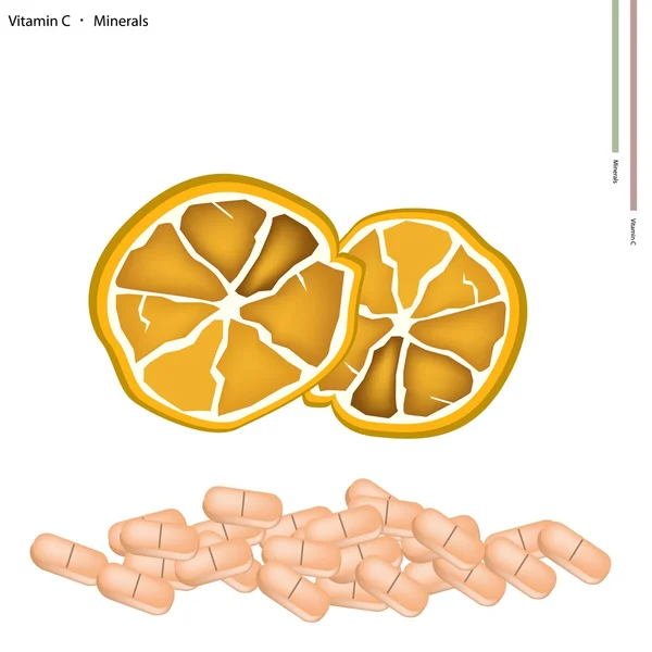 Ripe Orange with Vitamin C on White Background — ストックベクタ