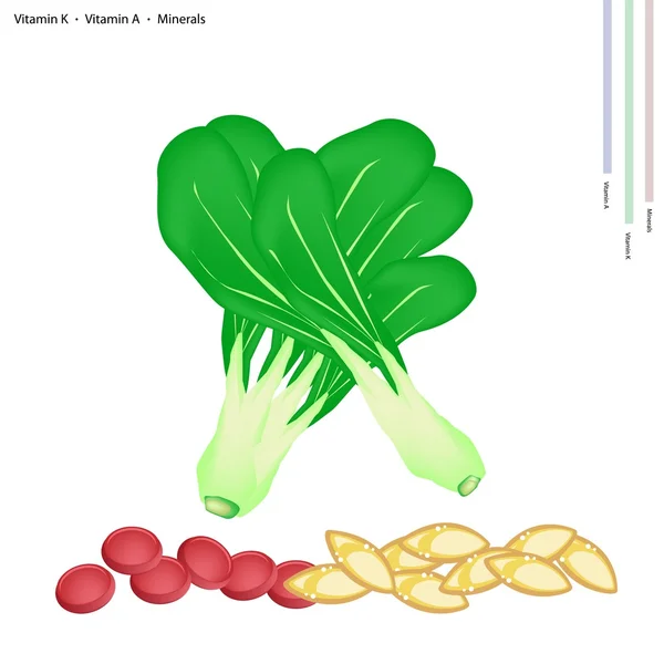 Pok Choi with Vitamin K and Vitamin A — Stock Illustration Pok Choi with Vitamin K and Vitamin A Stock Vector
