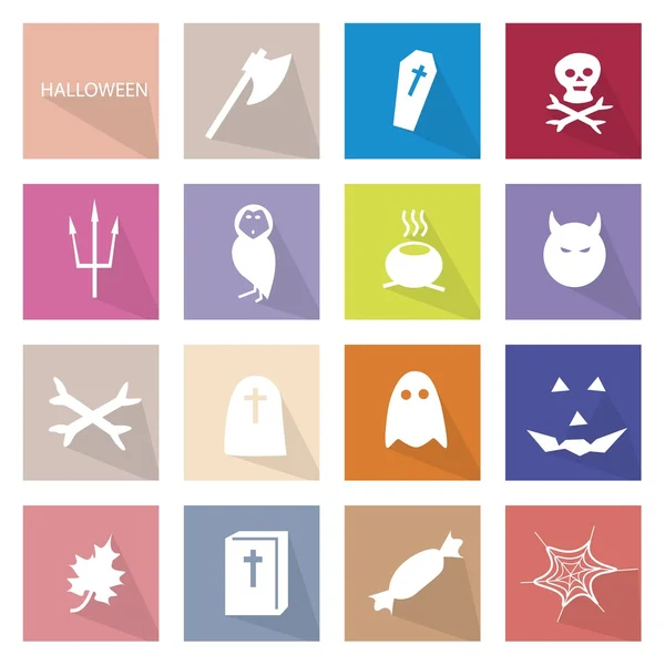 Illustration Collection of 16 Halloween Festival Icons — Stock Vector