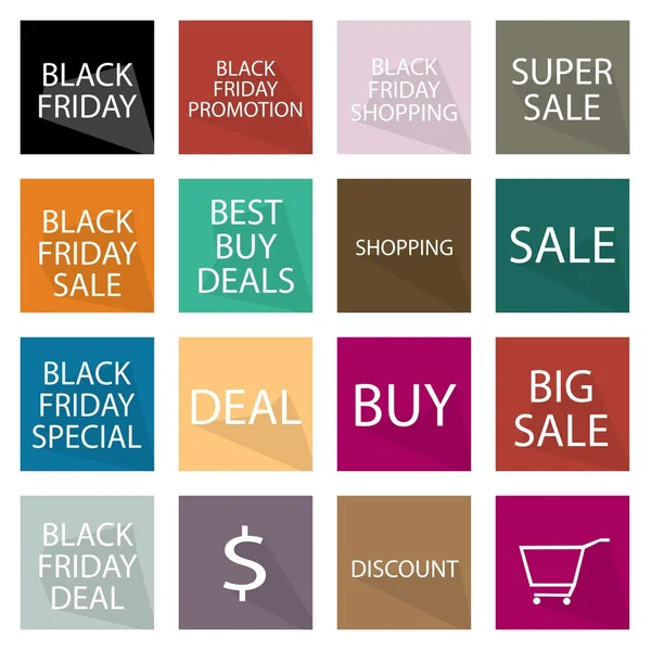 Set de 16 Black Friday Banner para productos de precio especial — Archivo Imágenes Vectoriales