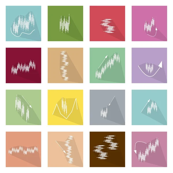 Collection of 16 LinearRegression Chart Icons — ストックベクタ